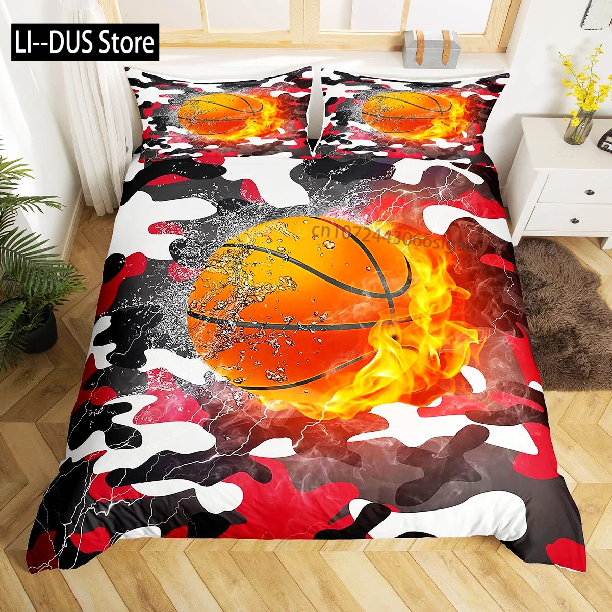 

Camouflage Bedding Set For Boys, Football Comforter Cover Full Size, Sports Duvet Cover For Kids Teens Adult Quilt Cover 3 Piece