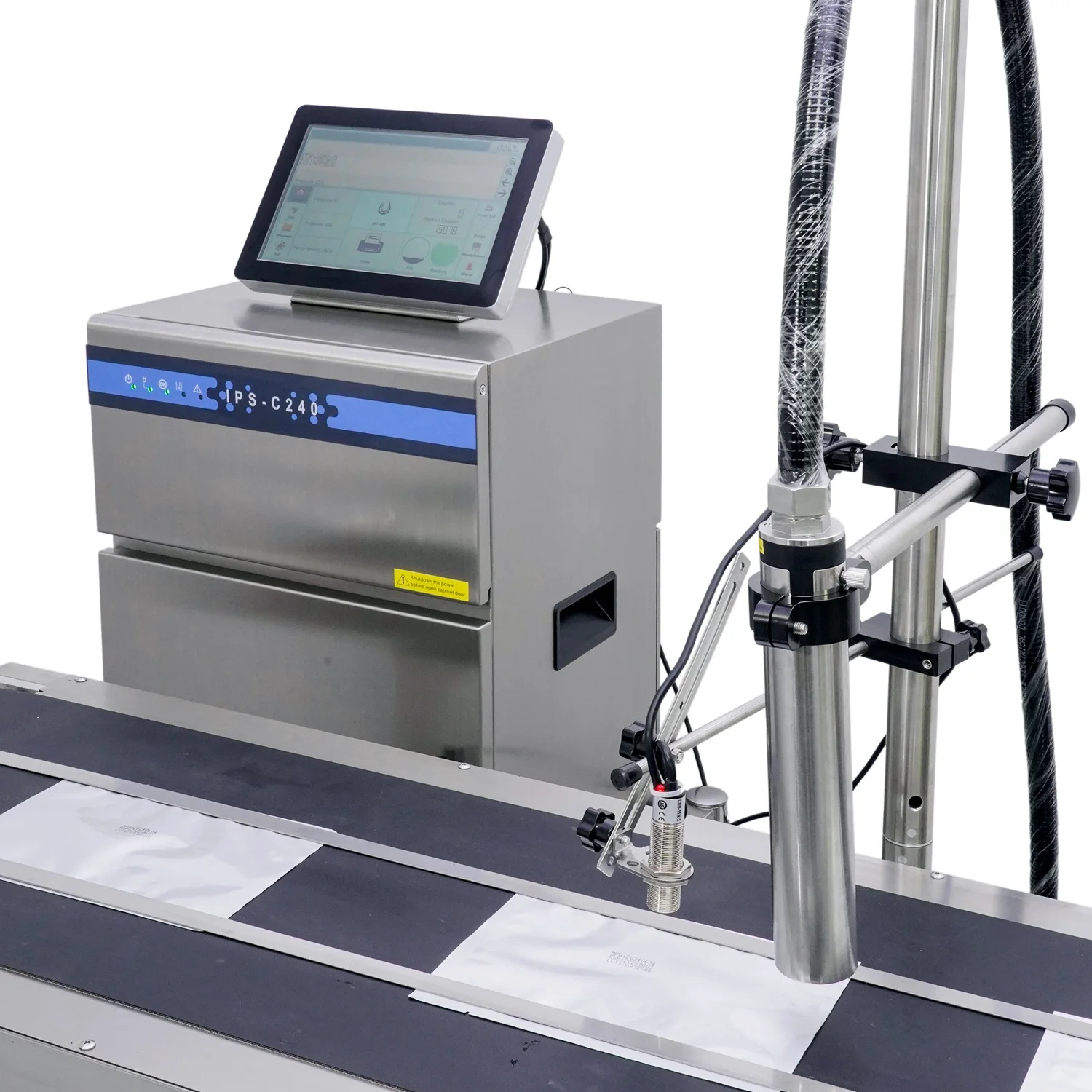IPS-C240 High Speed 5 Lines Continuous Inkjet Printer CIJ 15mm Print Height Expiry Date Coder with Long Print Distance 30mm