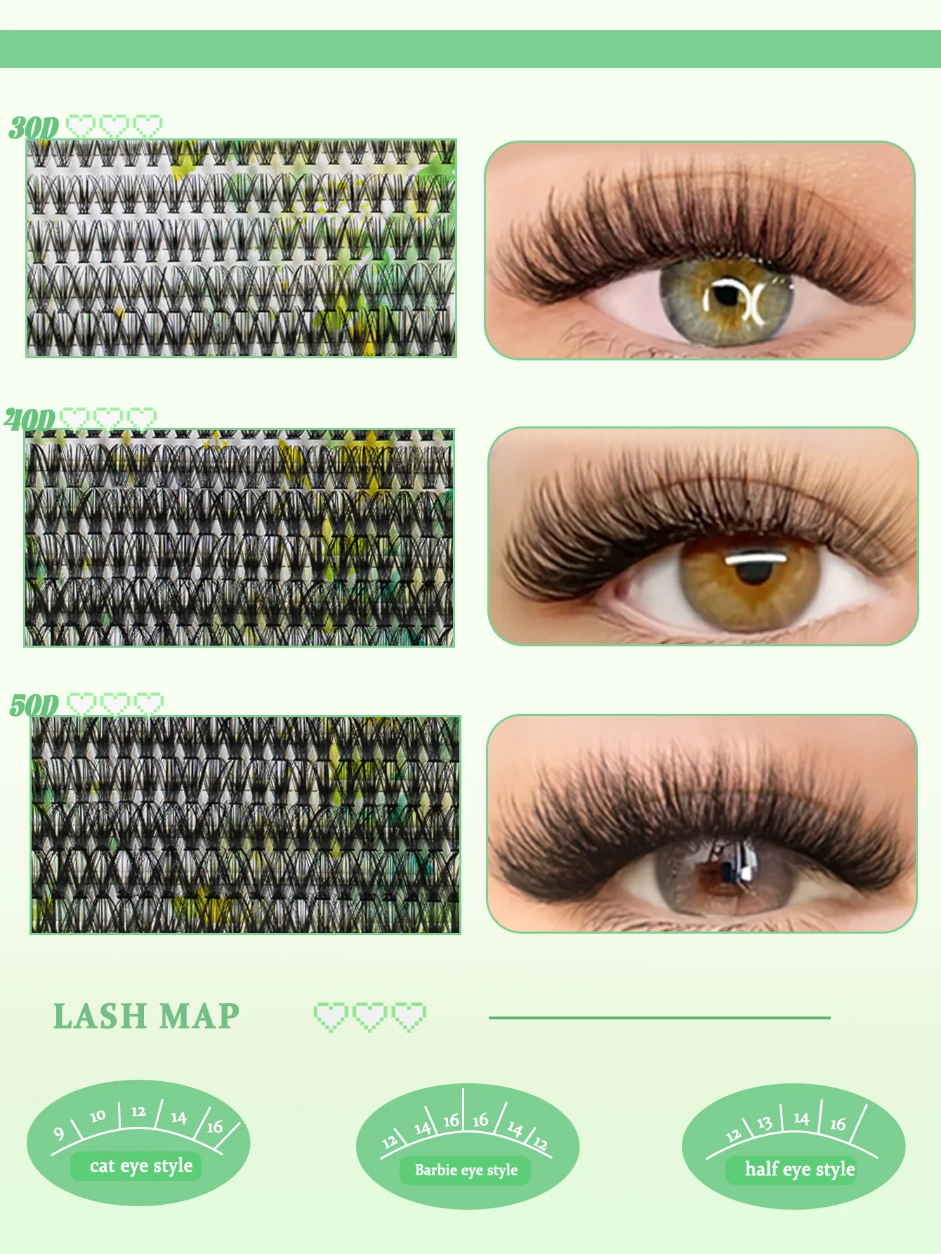 640 pezzi grappole per ciglia spesse e soffici ciglia individuali sottili 9-16mm kit di estensioni ciglia mix con pinzette per legame e guarnizioni