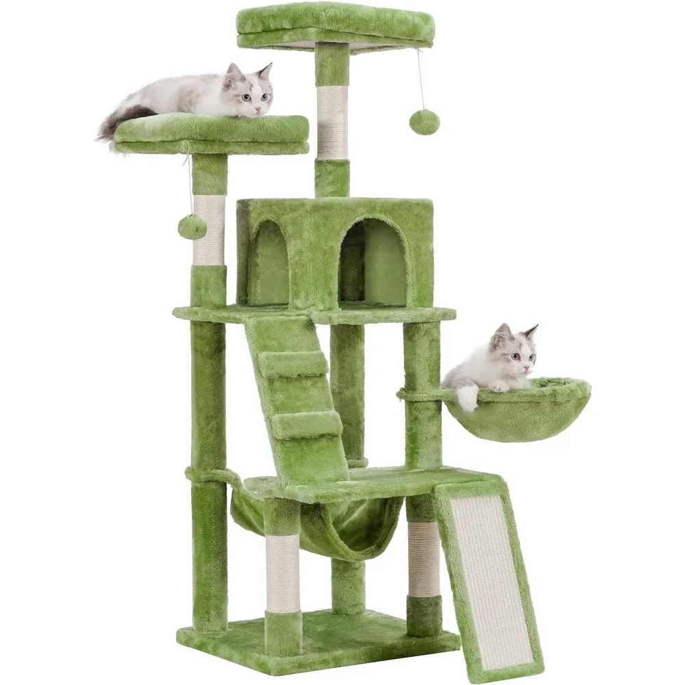 

Cat Tree, Cat Tower for Indoor Cats,Multi-Level Cat Furniture Condo for Cats with Padded Plush Perch, Cozy Basket and