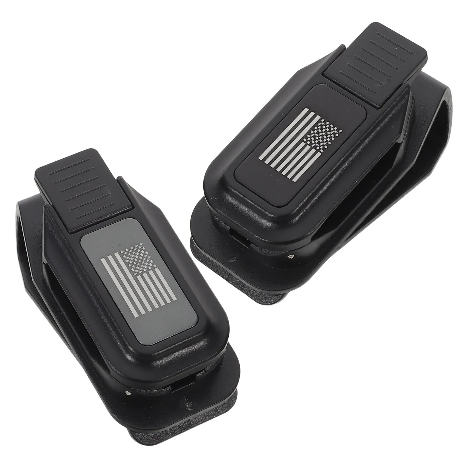 

Комплект из 2 универсальных держателей для очков на козырек автомобиля с флагом США, органайзер для солнцезащитных очков, двойное крепление для очков, вешалка для билетов и карт