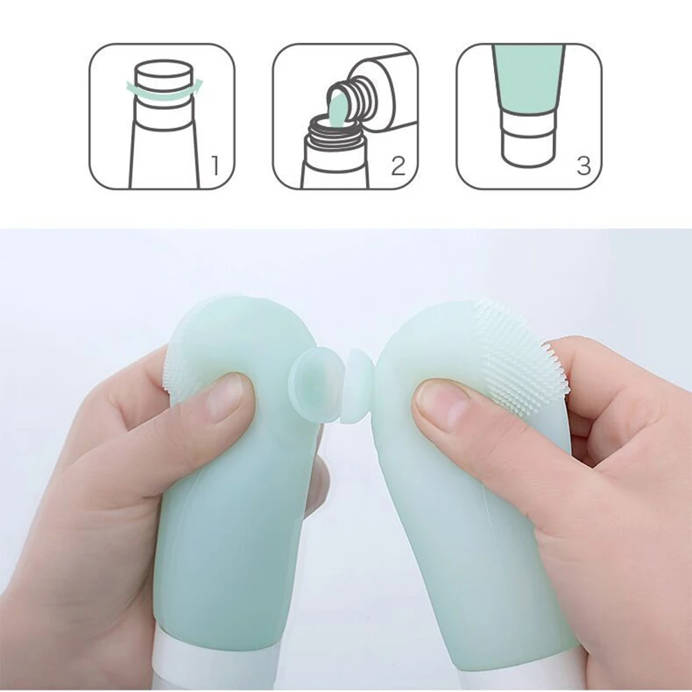 

2 PCS Silica Gel Bottle Travel Accessories Portable Sucker Refillable Bottles Green