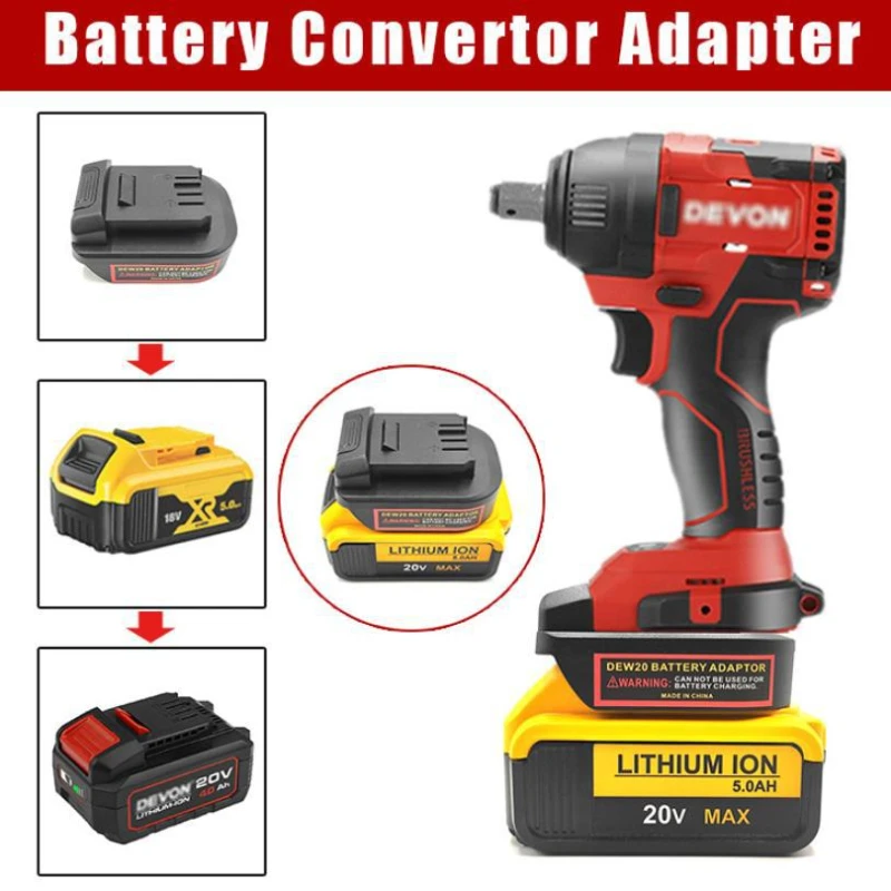 

DWB18DVL Battery Adapter Converter for Dewalt DCB Series 18/20V Lithium Batteries Battery Converter for DEVON 18V Power Tools