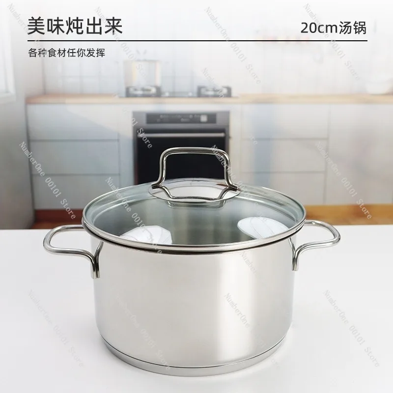 Three-Piece Set of Stainless Steel Soup Pot, Milk Pot, Frying Pan with Non-Stick Coating, Professional Cooking Utensils for Home