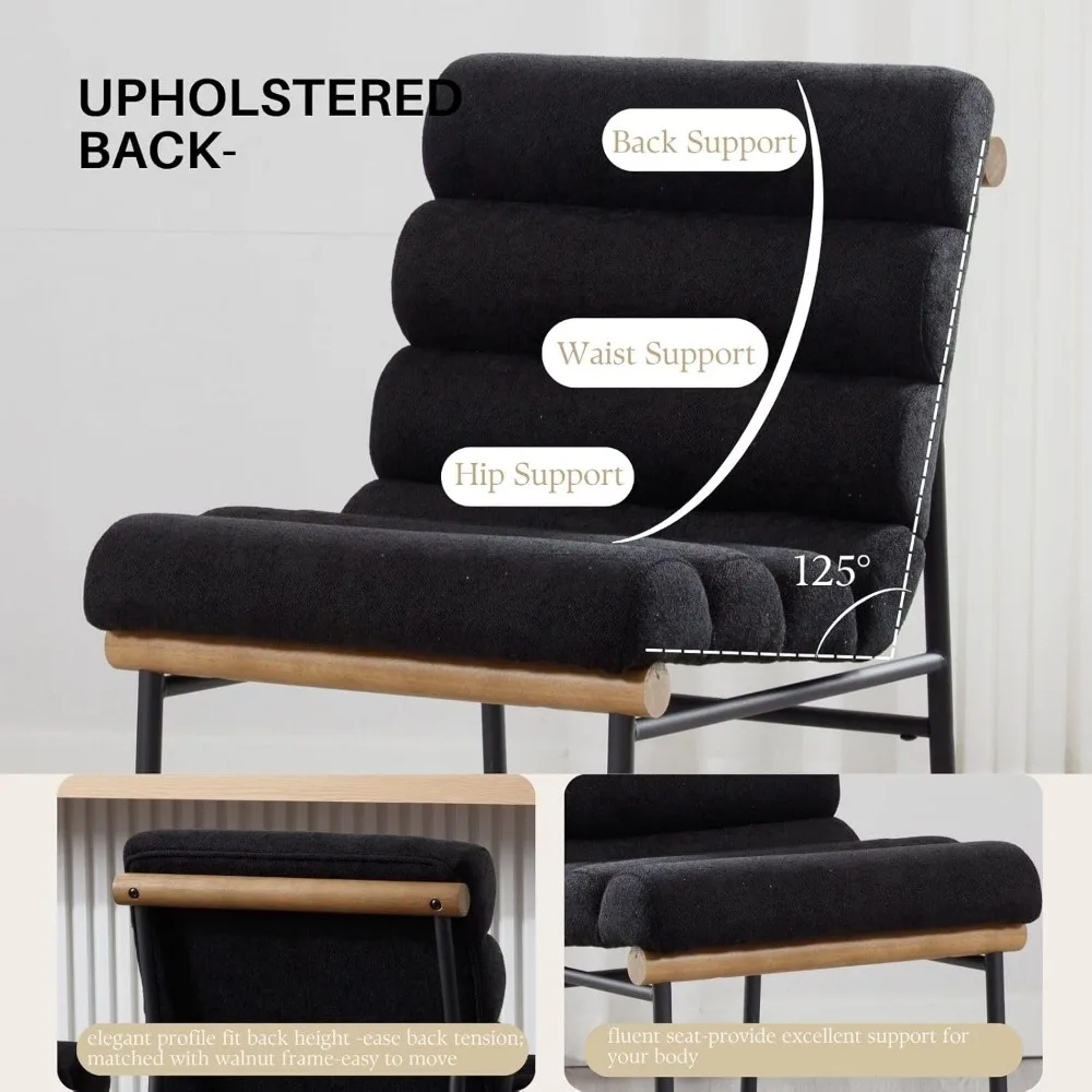 블랙 린넨 바 스툴, 25인치 모던한 스타일의 블랙 메탈 다리가 있는 팔걸이 없는 카운터 높이 의자