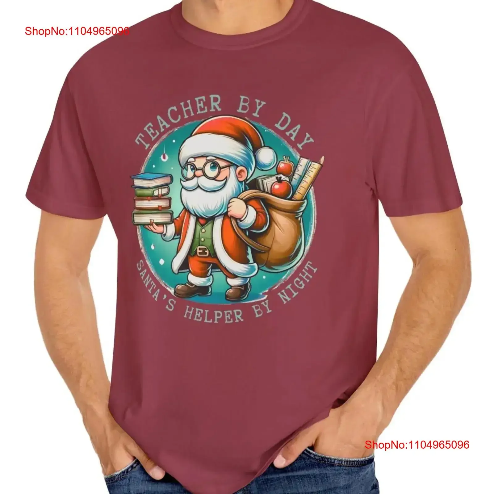 

Teacher Christmas T Shirt Funny Holiday for Educators Santa Design Unique vintage Washed designer clothes Soft Stylish Casual
