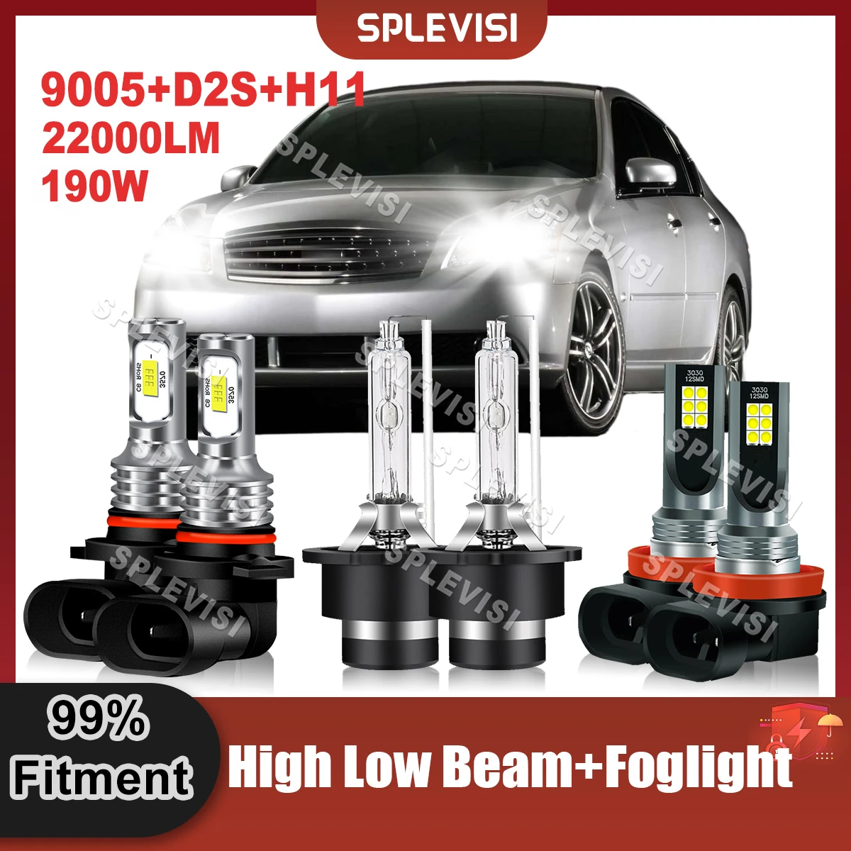 

2/4/6PCS Car Headlight Bulbs For Infiniti M35 2006 2007 2008 2009 2010 LED 9005+D2S+H11 High Beam Low Beam Xenon Lamp Foglamp