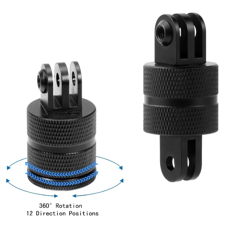 360 Degree Swivel Rotation Adapter Aluminum Connector Tripod Mount for GoPro 13 12 Insta360 X5 DJI OSMO 360 Action 5Pro Camera