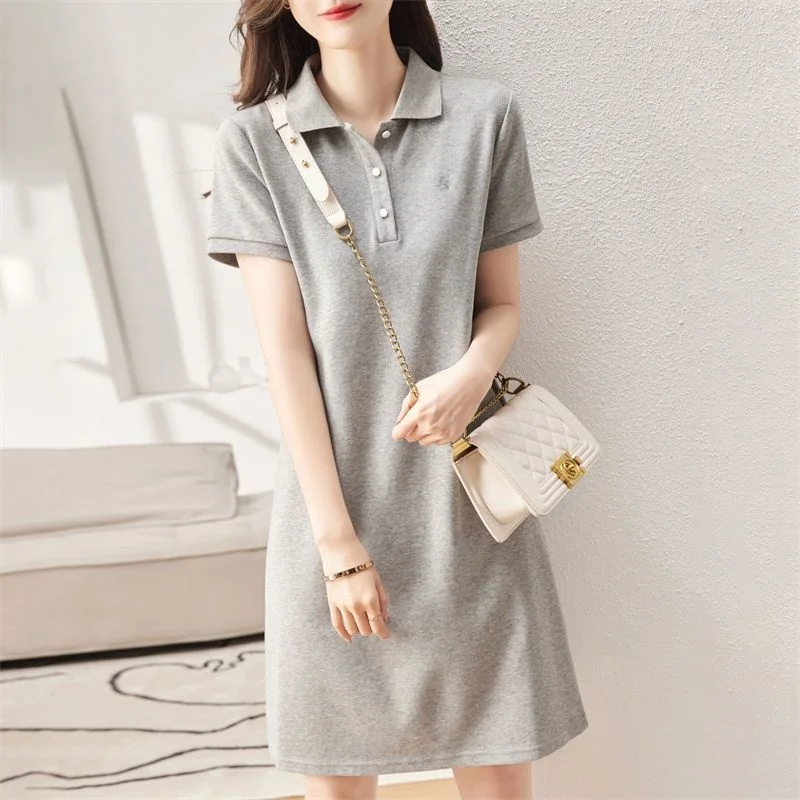 Jupe décontractée pour femme, nouvelle collection été, ample, style A, jupe courte, t-shirt, style français, bouton, taille mi-haute, imprimé