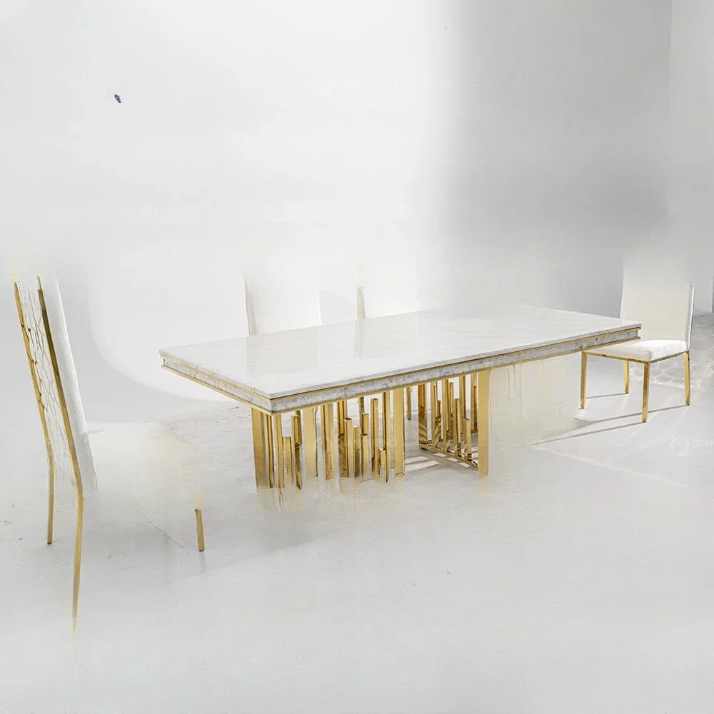 طاولة طعام إيطالية فاخرة خفيفة، رخامية للاستخدام المنزلي، شقة صغيرة مع إحساس بالصف العالي