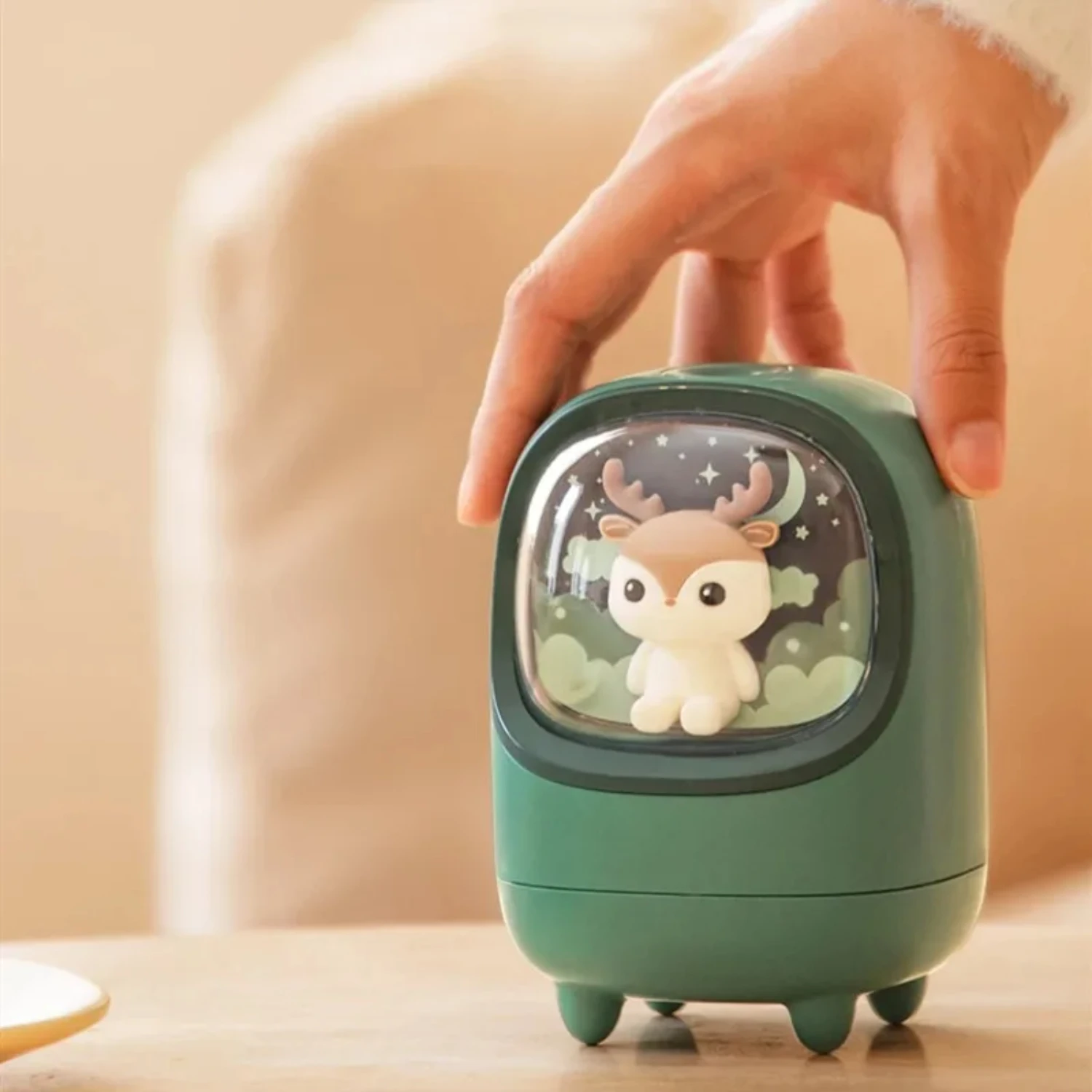 رائجة البيع 350 مللي لطيف القط الغزلان الهواء المرطب قابلة للشحن الناشر USB ضباب صانع مرطب صغير مع أضواء ليلية
