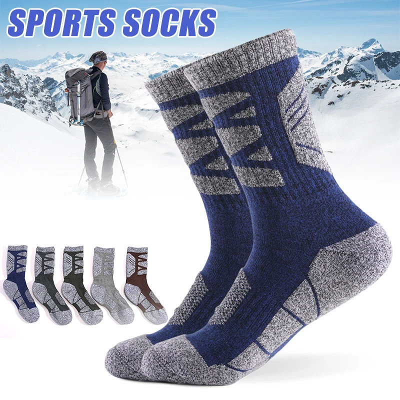 5 Pairs Winter Crew Socks Thick Knitting Terry Bottom Warm and Moisture Control Ankle Socks for Men Women Cold Outdoor WHStore