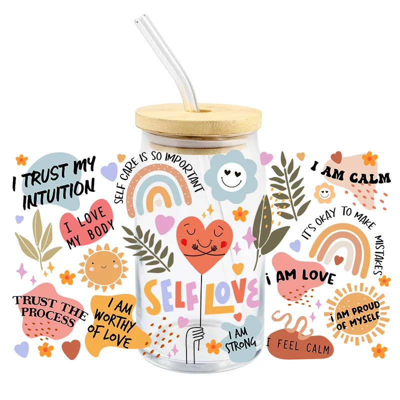 Transfer Sticker Self Love Uv Dtf Wraps For The Libby Glasses I Trust My Intuition Proud Of Myself Custom Decals Easy To Use