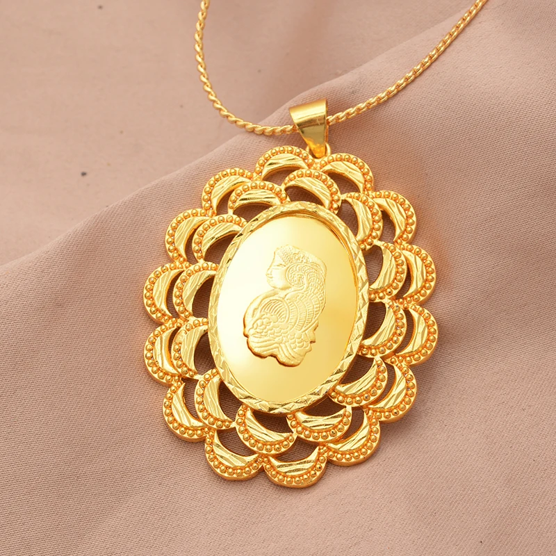 New women Man Great Virgin Handcraft gold color necklaces pendant chain Giving girl Friend gifts Party wear Jewelry