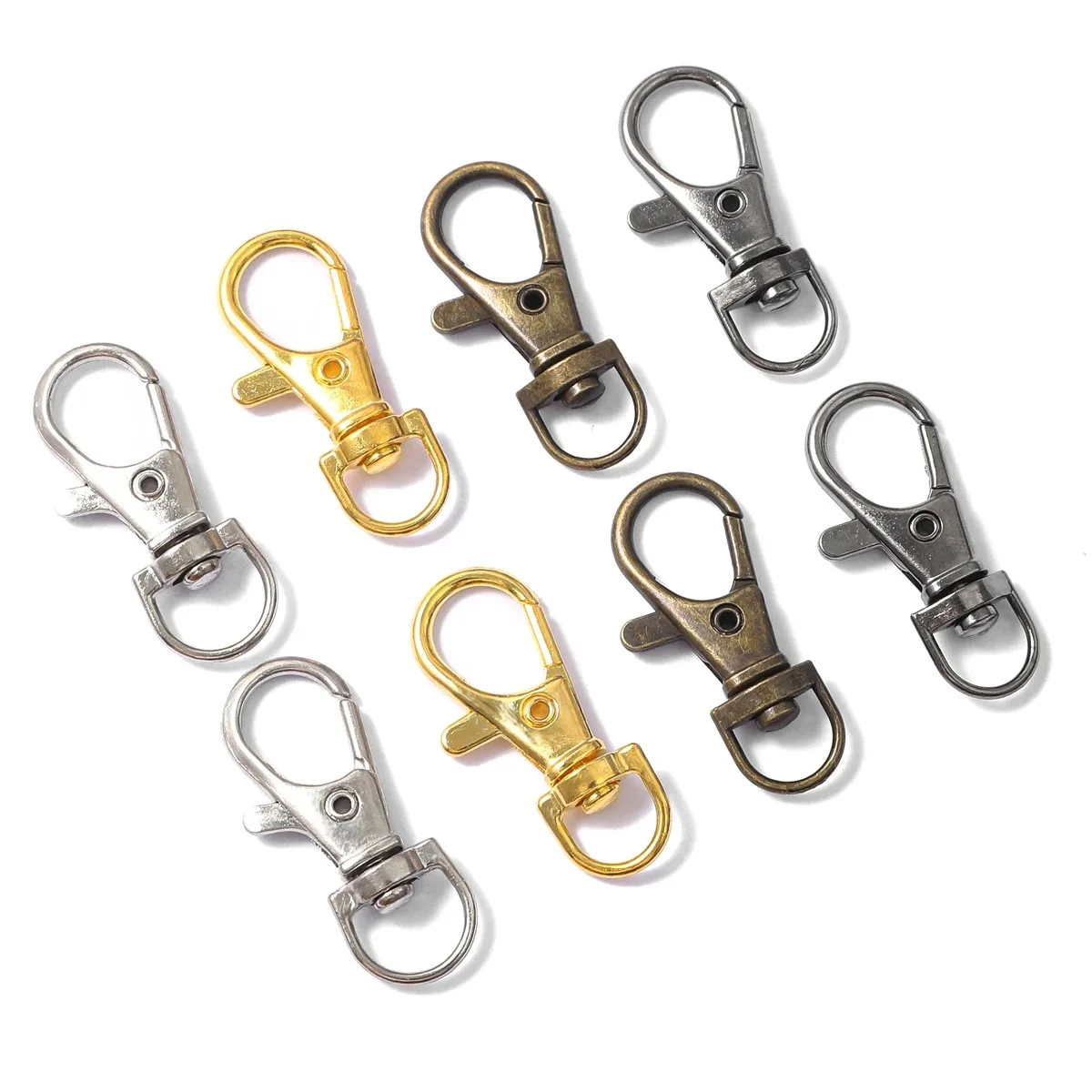 10pcs/lot Swivel Lobster Clasp Hooks 34MM Keychain Split Key Ring Connector for Bag Belt Dog Chains DIY Bag Jewelry Accessories