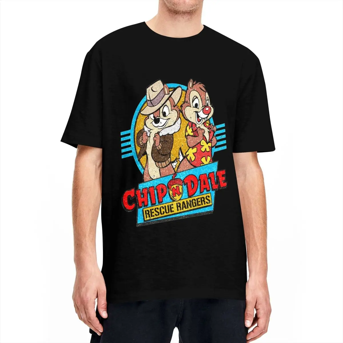 Chip And Dale Rescue Rangers T-Shirt Mens Chipmunks Y2K Funny Cotton T-Shirts Summer Breathable Hipster Tee Shirt Plus Size Tops