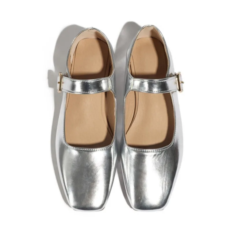2025 Spring New Retro Women Flat Ballet Shoes Fashion Sneakers Square Toe Ladies Casual Mary Jane Slingback Shoes Designer Shoes