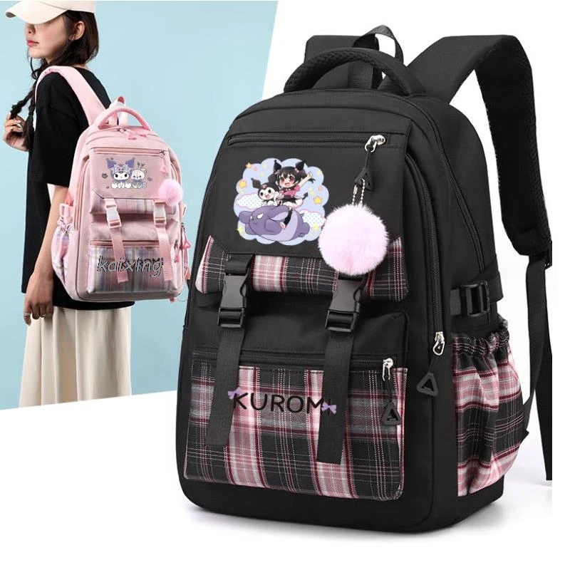 Lovely Kuromi Melody Backpack Teenager Girl Canvas Backpack Schoolbag Large Capacity School Bookbag Rucksack Travel Bag Mochila