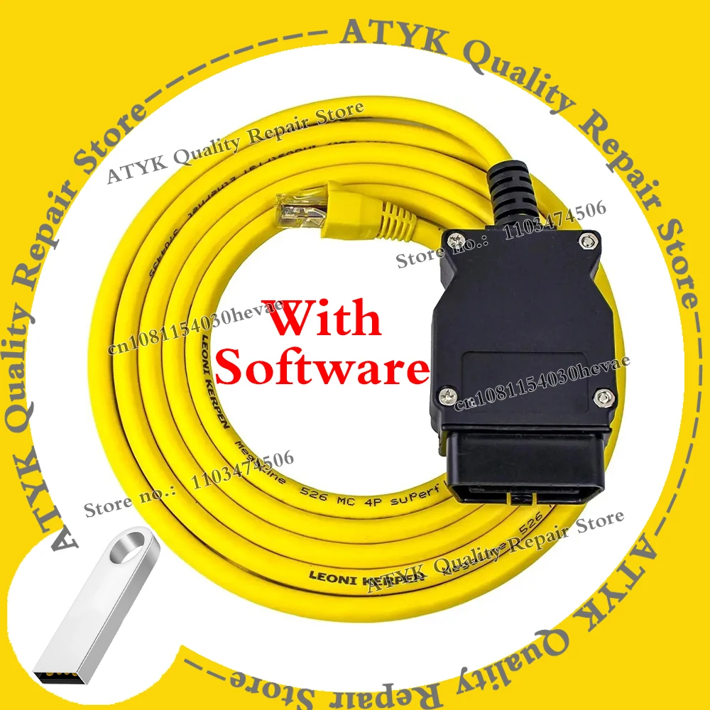 Newest ENET Date cable for BMW F-series ICOM Coding OBD2 Interface Cable For BMW OBDII Scanner Data Tool With Software USB