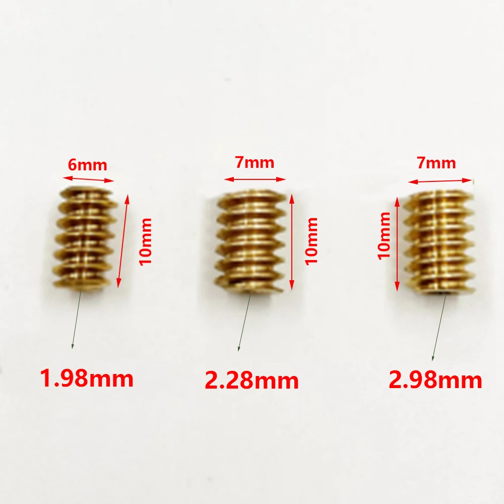 0.5 Modulus 10mm Metal Copper Gear 1.98mm 2.28mm 2.98mm Aperture Copper Worm Spindle Gear For 2mm 2.3mm 3mm Motor Shaft