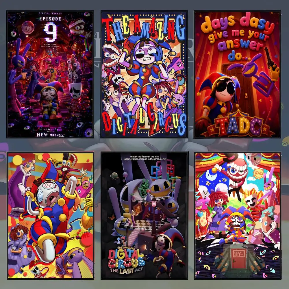 Animation A-Amazing D-Digital Circus Poster PP Self Adhesive Decorative Poster Waterproof Waterproof for Apartment Bedroom