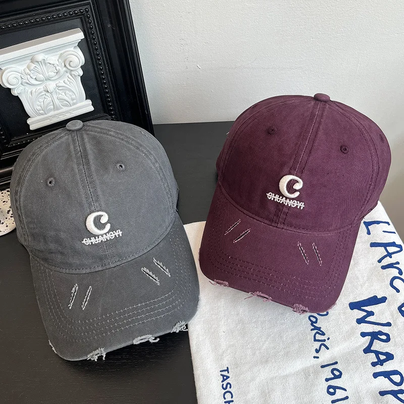 

Vintage Distressed Baseball Cap with Letter Embroidery - Unisex Couple Matching Adjustable Outdoor Sun Hat, Soft Top Casual Caps