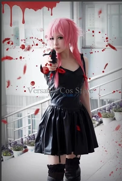 Lady Halloween Cosplay Costume Inspired by The Future Diary Gasai Yuno wig Black sexy Dress halloween for vestidos para mujer