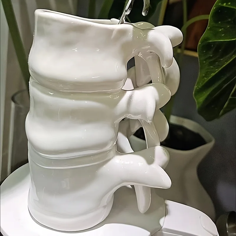 Anatomical Spine Shaped Ceramic Mug 3D Vertebrae Skeleton Cup Novelty Medical Gift for Doctor Nurse Anatomy Enthusiasts Vase