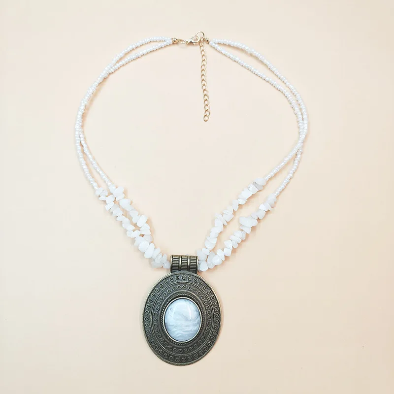 Ovale Pullover-Kette, mehrfarbige Legierung, Vintage-Damenmode, vielseitige lange Halsketten, exquisiter Schmuck – Detail 7