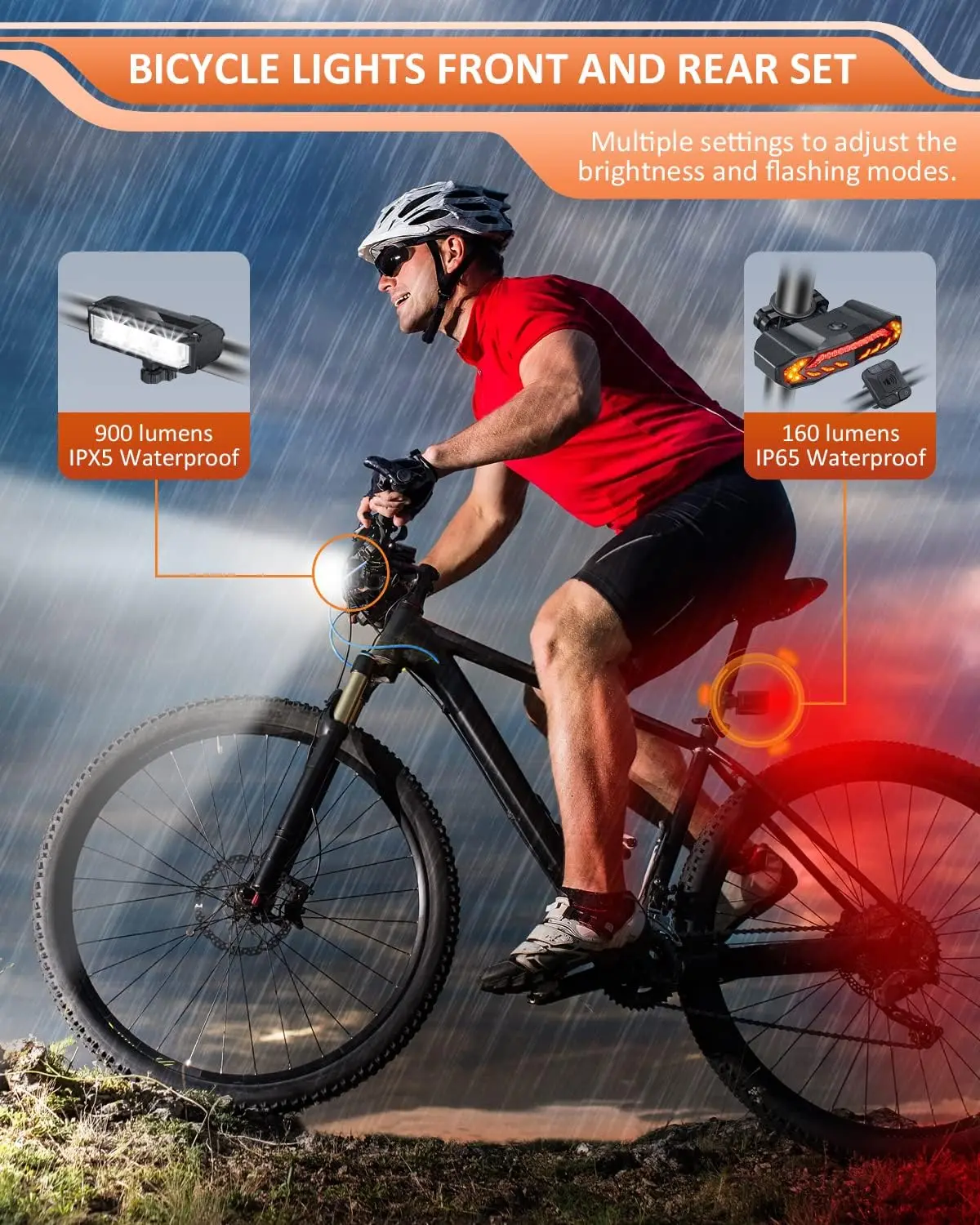 Rechargeable Bike Light Front and Rear Set for Night Riding, Ultra Bright Bicycle Headlight and Bike Tail Light Turn Sign