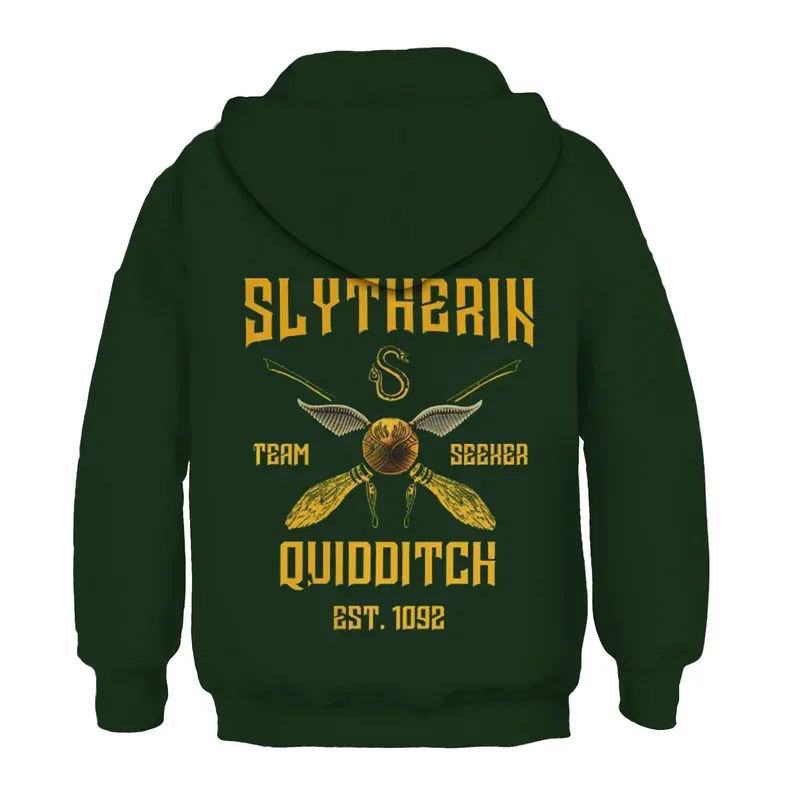 2025 New Anime Boys Girls Children's Clothes Slytherin Hooded Sweatshirts Hufflepuff Ravenclaw Novelty Kids Pot A Loving Family