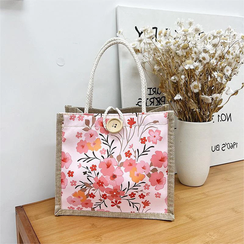 Floral Canvas Bag Women\'S Bag Small Fresh Shoulder Bag Fashionable Tote Bag Large Quility Women Shopping Bag Casual Tote Bag