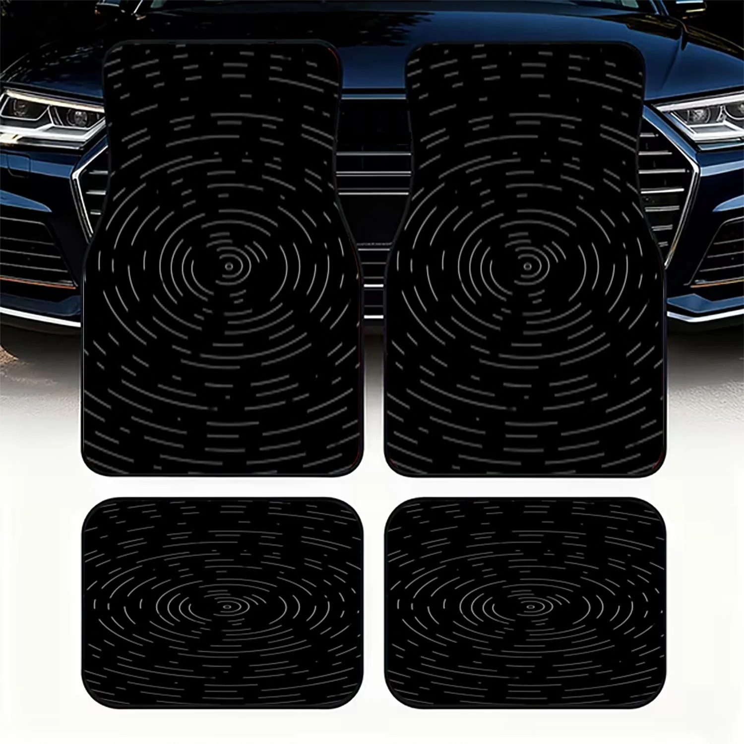 4pcs Car Floor Mats, Material, Abstract Spiral Pattern, Suitable For Car Interior Decoration, Durable & Easy To Clean