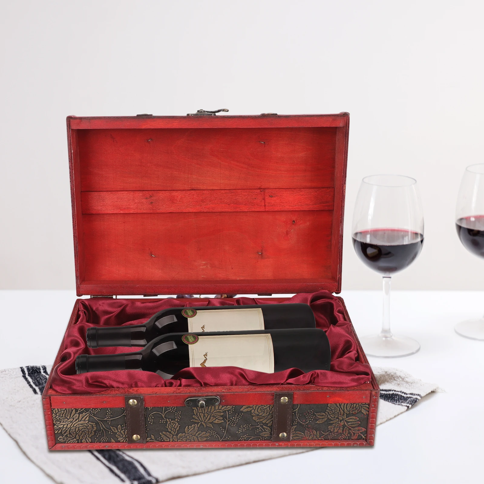 

vintage box bottle storage box gift box wooden gift box box double bottle festival box