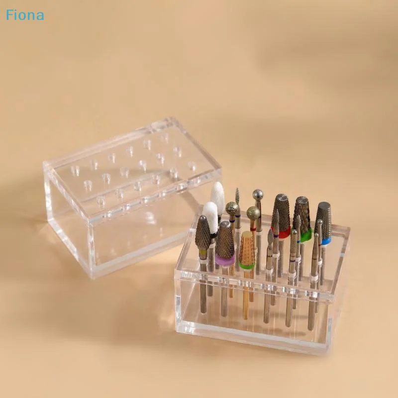 ✔18 Hole Acrylic Nail Drill Bits Holder Polishing Head Storage Board Nail Grind Head Organizer Empty Container Manicure Tool