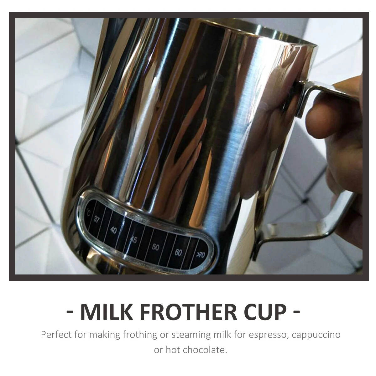 

Stainless Steel Milk Frothing Pitcher Temperature-Controlled Coffee Steaming Jug Thermometer Easy Clean Home Coffee Shop
