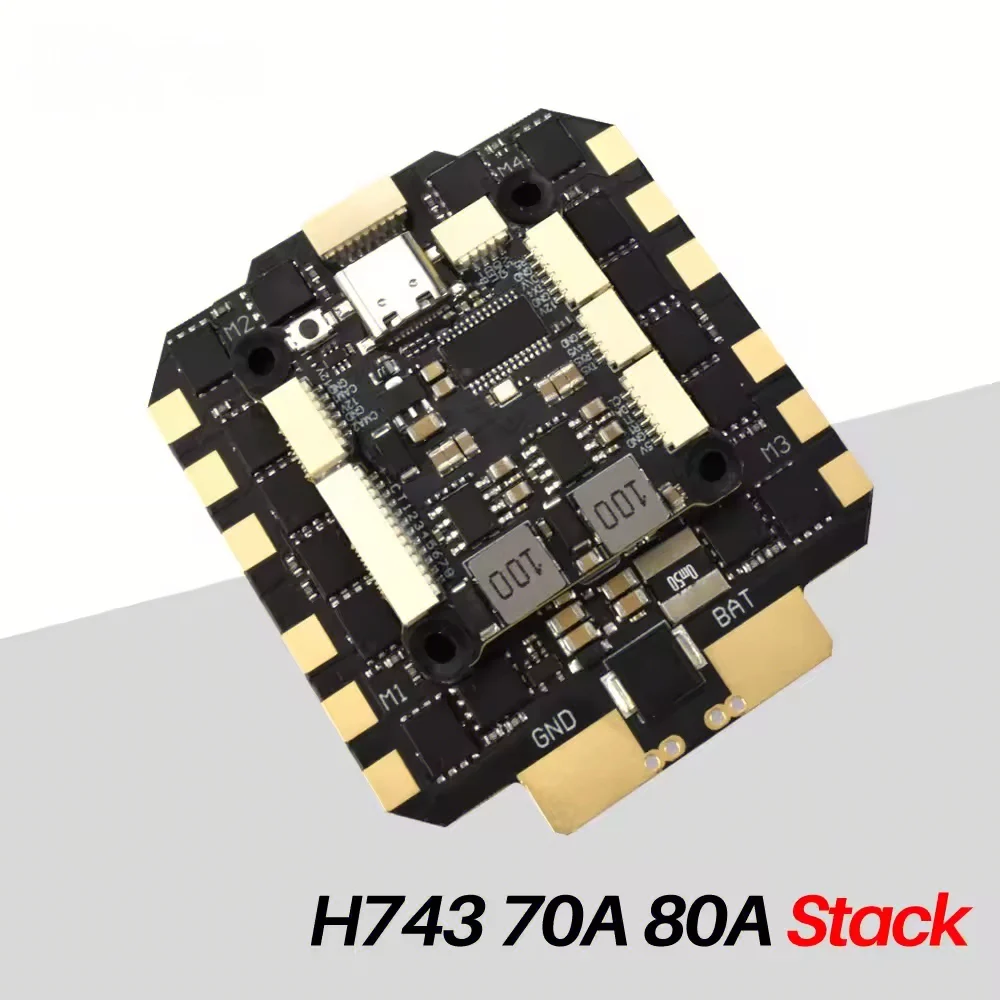 

H743 Flight Stack H743 Flight Control 4in1 70A/80A ESC 3-8S Lipo 30.5x30.5mm Dual ICM42688 Gyro 7 UART For RC Racing Drone