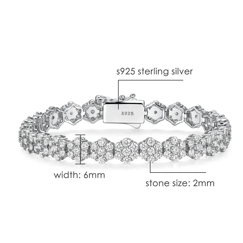 KNOBSPIN Tutti 2mm Moissanite Bracciale Tennis Pieno di Diamanti GRA 925 Placcato Argento 18k Braccialetti Gioielli Festa di Nozze per Donna Uomo