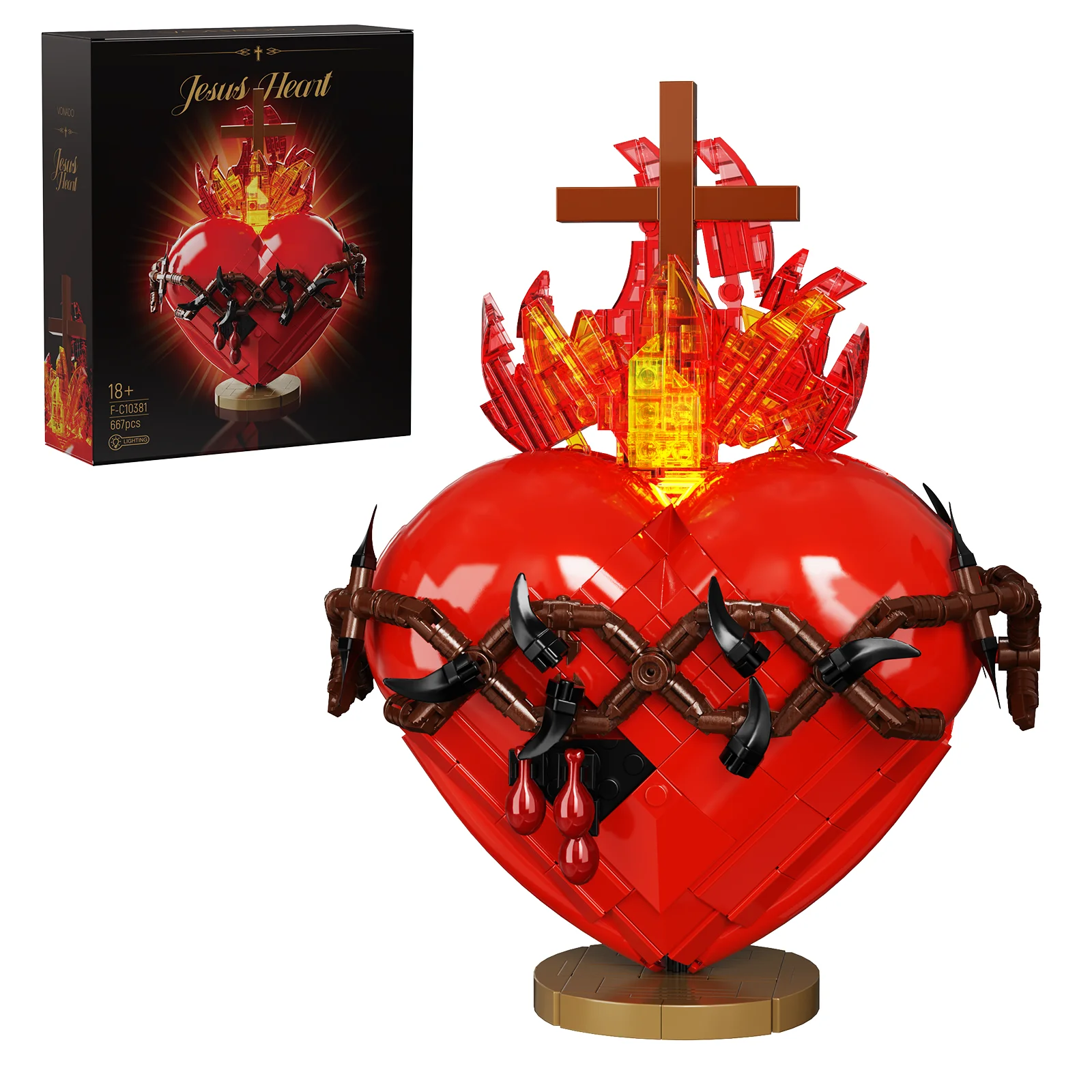 Sacred Heart Building Blocks Set Christian Religious Creative Bricks Home Decor Prayer Room Decoration Collectible Gift for Adults