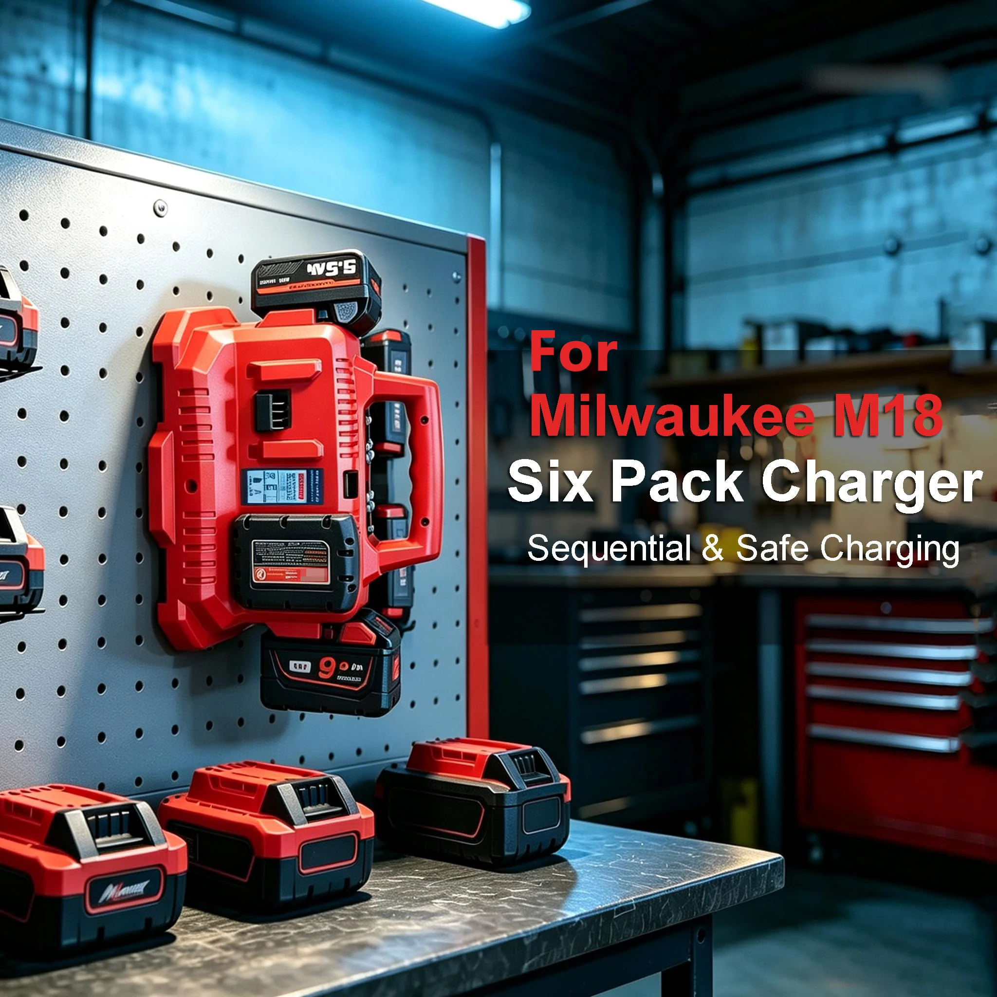 VICTPOWER 6-Bay Battery Charger for Milwaukee M18 18V and Dewalt 20V Lithium ion Battery Fast Charging Station for Power Tools