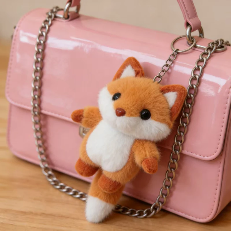 Cute And Exquisite Animal Plush Pendant Kawaii Fox Toy Pretty Peacock Keychian Backpack Charm Kid Birthday Gift