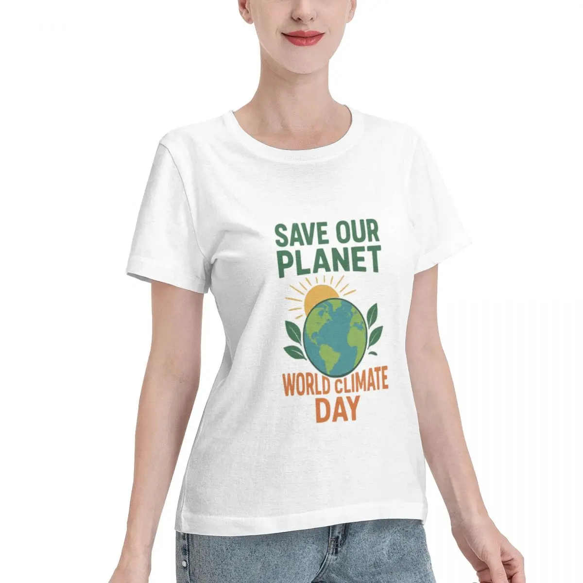 Fast Shipping Save Our Planet World Climate Day Women's T-shirt Weekend Look Wholesale Blank Tee