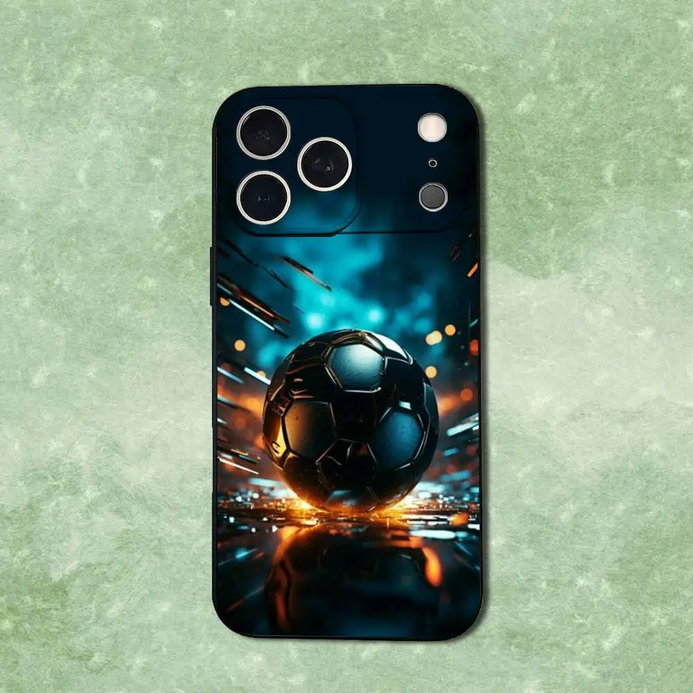 Casing Ponsel Olahraga Sepak Bola Seni Untuk iPhone 14,13,17,12,11,16,15,Plus,Pro Max,XS,X,XR,SE,Mini, Penutup Silikon Lembut Hitam