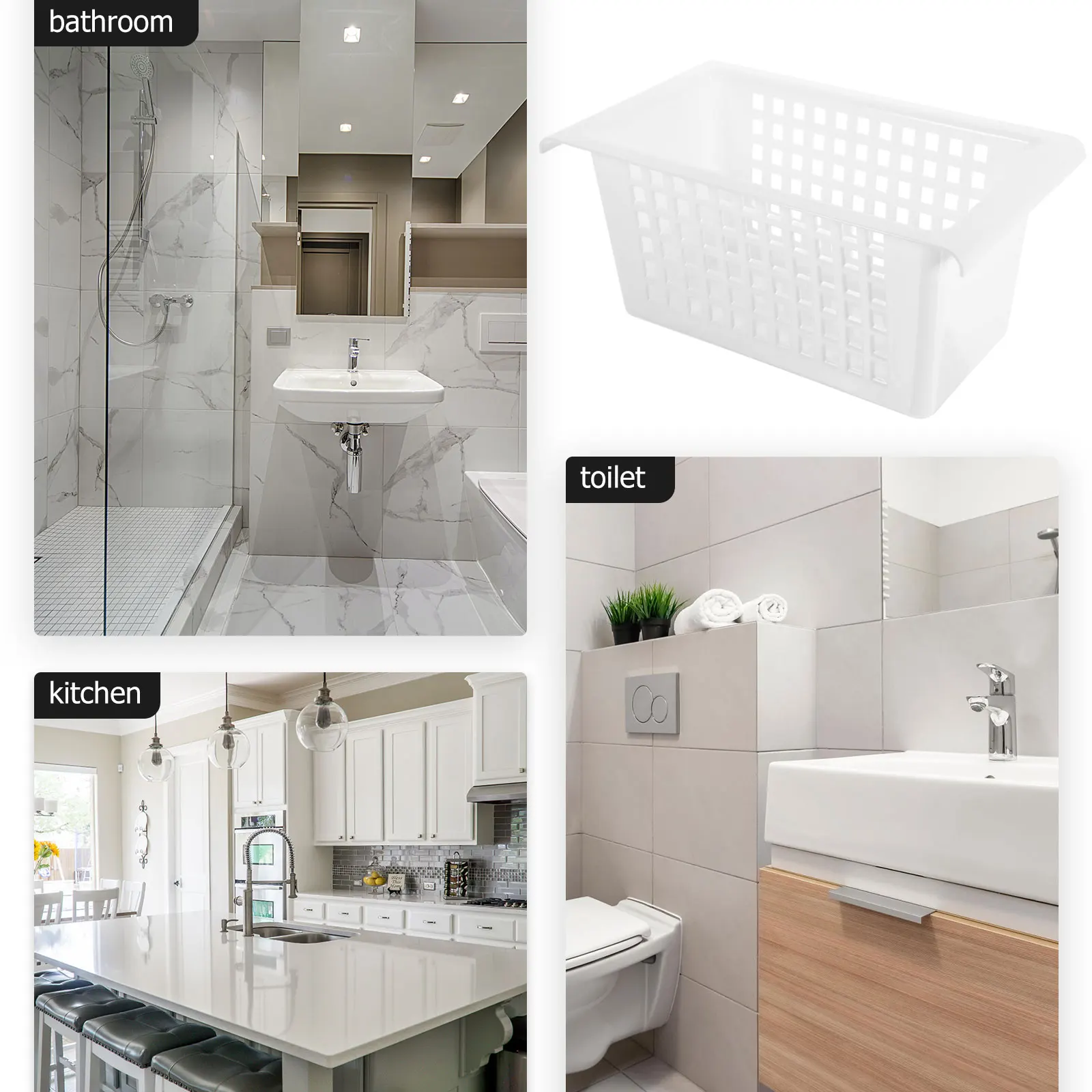 

4pcs Storage Baskets Lightweight Pp Material Kitchen Bathroom Organizer Under Sink Desktop Hollow For Closet Office