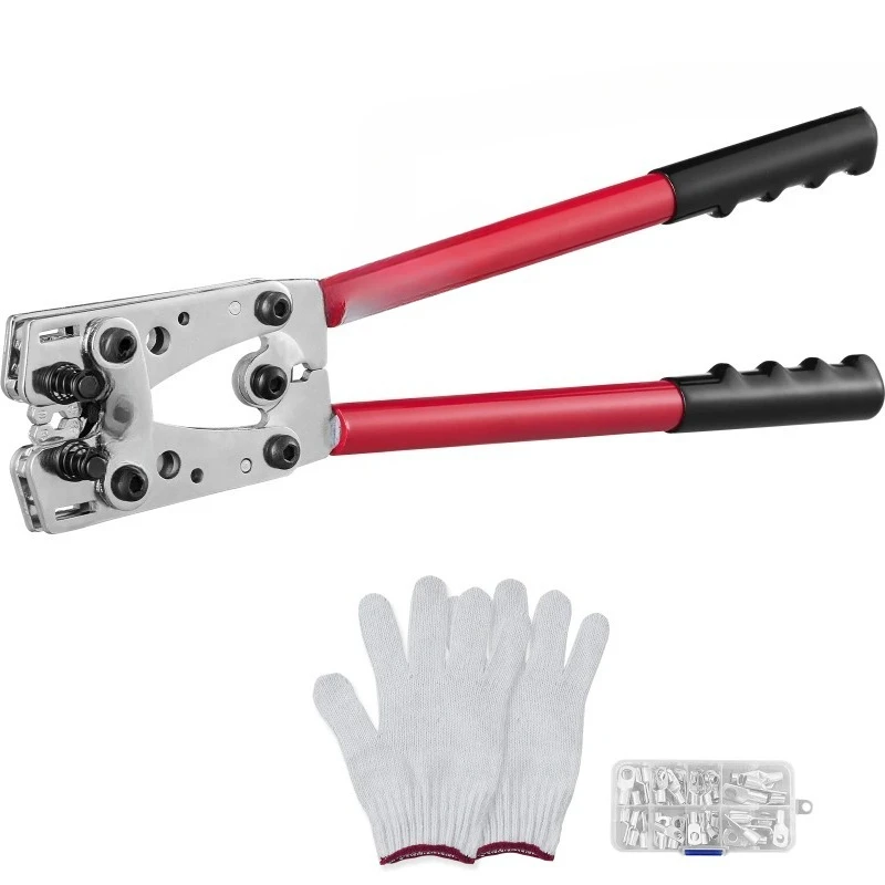 

10-1/0AW GBattery Cable Lug Crimping Tool Aluminum Terminal Battery Lug Crimper with 60PCS Aluminum Ring Connectors