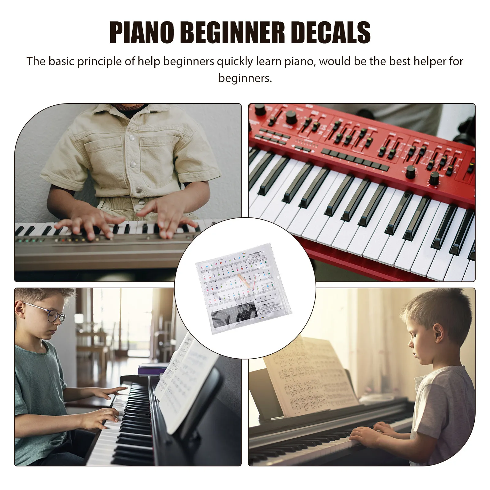 1Set Piano Keyboard Stickers Decorative Introductory Decal Useful Learning Tool for Beginner Electronic Piano Accessories