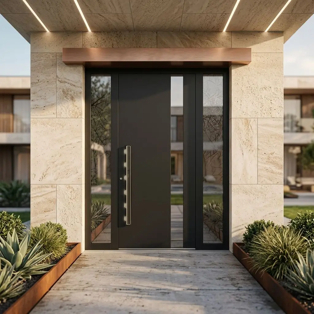 Long Lasting and Durable Finished Product Hinged Door Fashion Design Glass Aluminum Alloy Entrance Doors Rainproof Front Doors