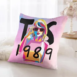 Swifty Concert Support Face Printed Square Pillowcase Sofa Pillowcase Coreless Comfortable Pillowcase 45x45cm