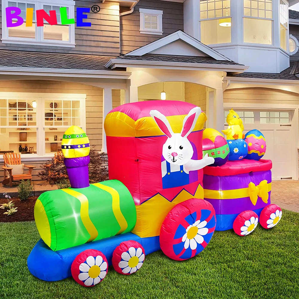 Giant Easter Inflatables Bunny Train Outdoor Blow Up Holiday Party Display  Colorful Yard Lawn Patio Decorations