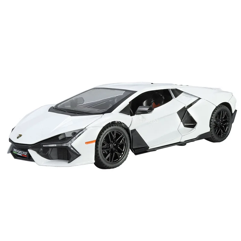 1:24 REVUELTO Alloy Diecast ModelCar Toys Sports Cars4 Doors Opened Pull Back Sound Light Racing Vehicle Festival Gift for Boy10